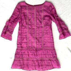 Tibi New York Magenta Lace Trim Silk Blend Dress Size 4